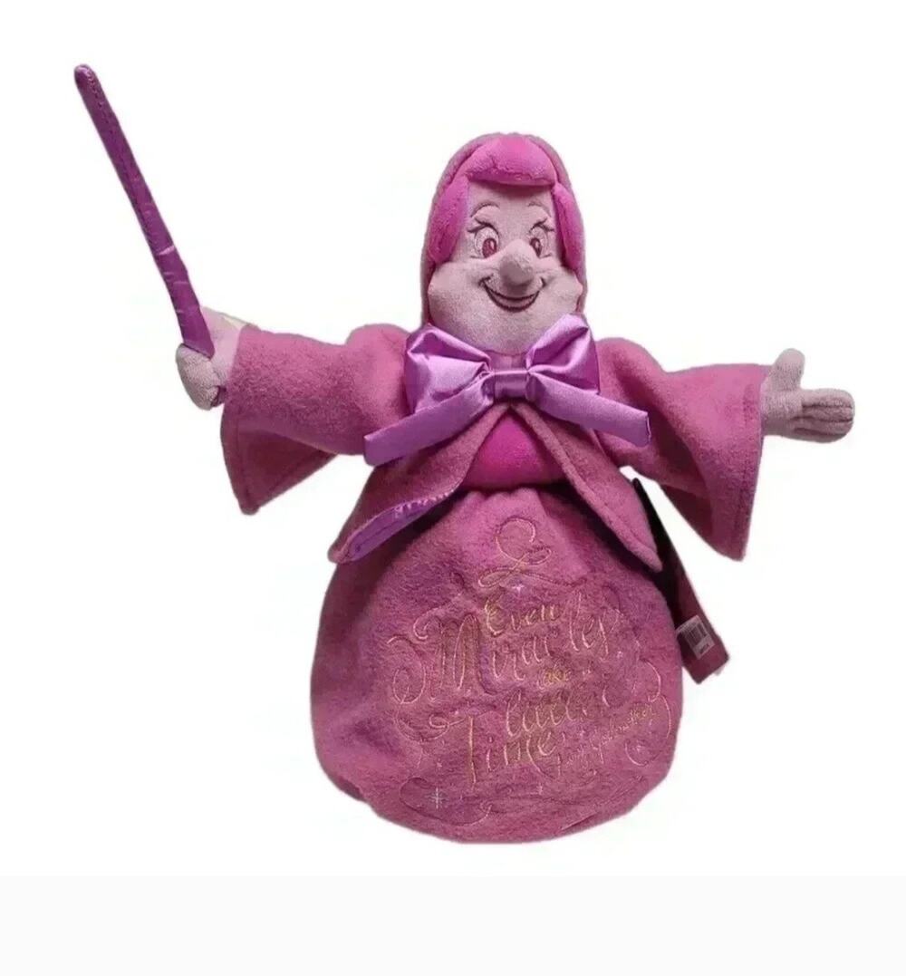 Disney Wisdom Pink Plush Fairy Godmother Cinderella Limited Release NWT
